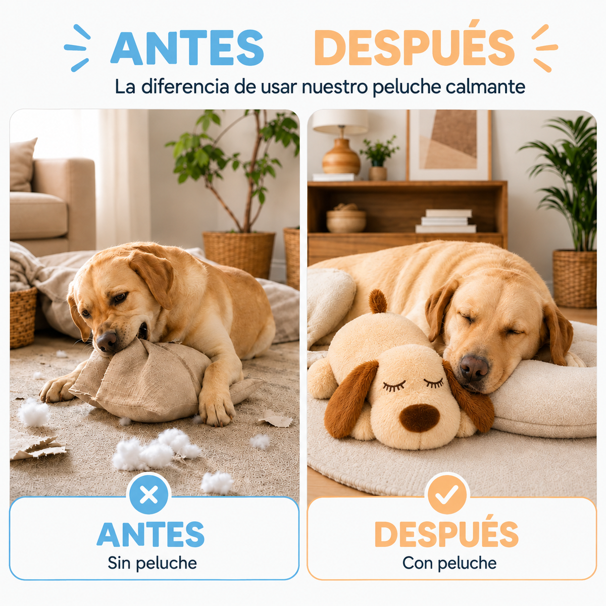 Peluche con latido que calma a tu perro